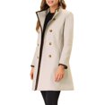 thumbnail image 4 of INSPIRE CHIC Women's Double Breasted Stand Collar Long Sleeve Winter Long Trenchcoat XS Beige, 4 of 6