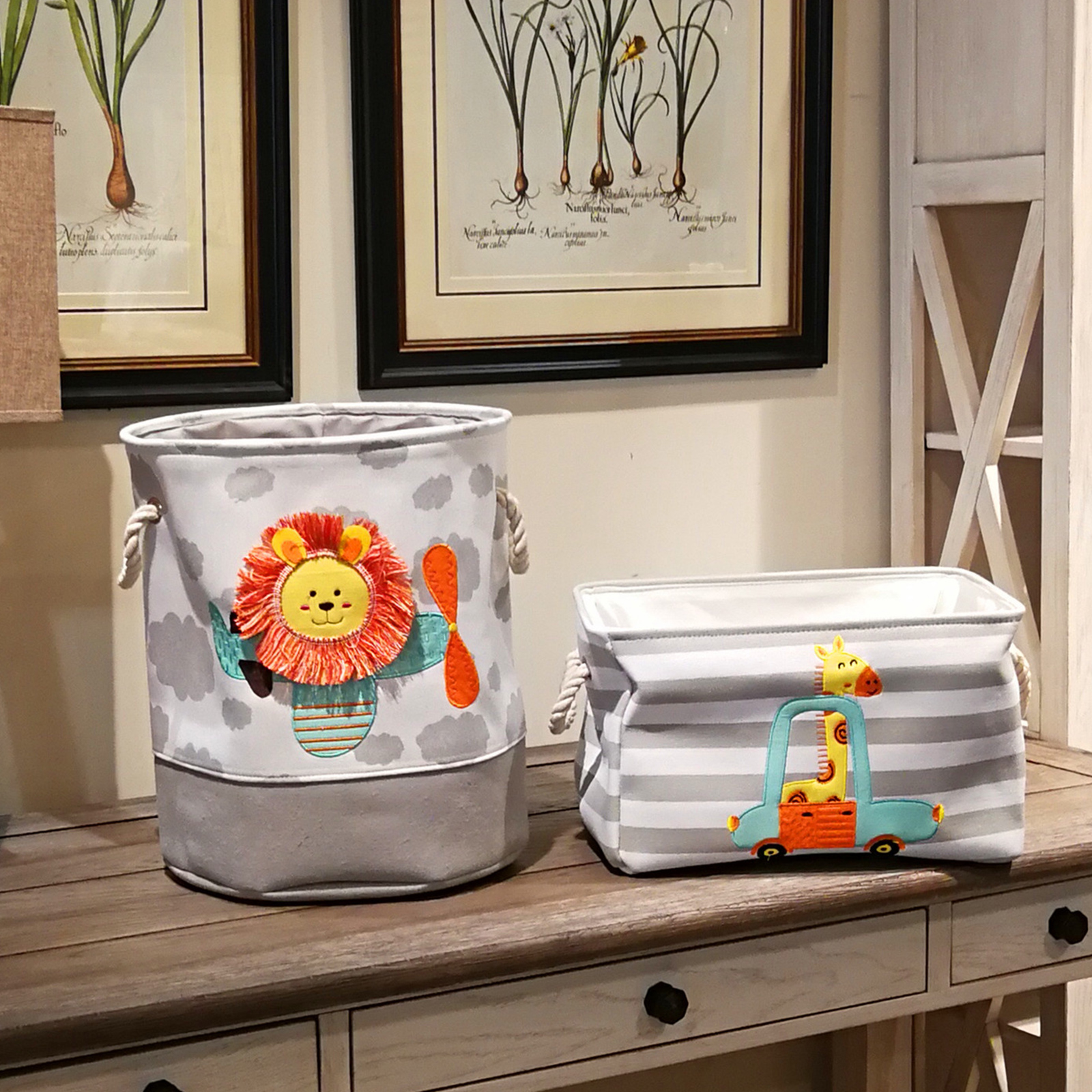 Baby Laundry Basket Cute Giraffe Foldable Toy Storage Bucket Picnic Dirty Clothes Basket Box Cartoon Animal Organizer