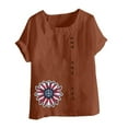 thumbnail image 3 of Generic Independence Day Shirts for Womens American Flag Sunflower Shirt Short Sleeve T Shirts Button 4th of July Shirts, 3 of 3
