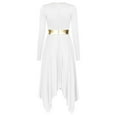 thumbnail image 4 of Alvivi Women‘s Lyrical Praise Dance Dress Color Block Long Sleeve Contemporary Worship Dancewear White XL, 4 of 7