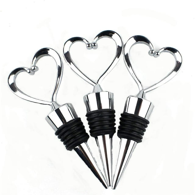 FrostHike 3 Pcs Bouchons de Bouteilles en Forme de Cœur en Acier Inoxydable pour Vin et Boissons