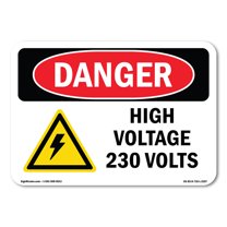 OSHA Danger Sign - High Voltage 230 Volts | Decal | Protect Your Business, Construction Site, Warehouse & Shop Area | Made in The USA