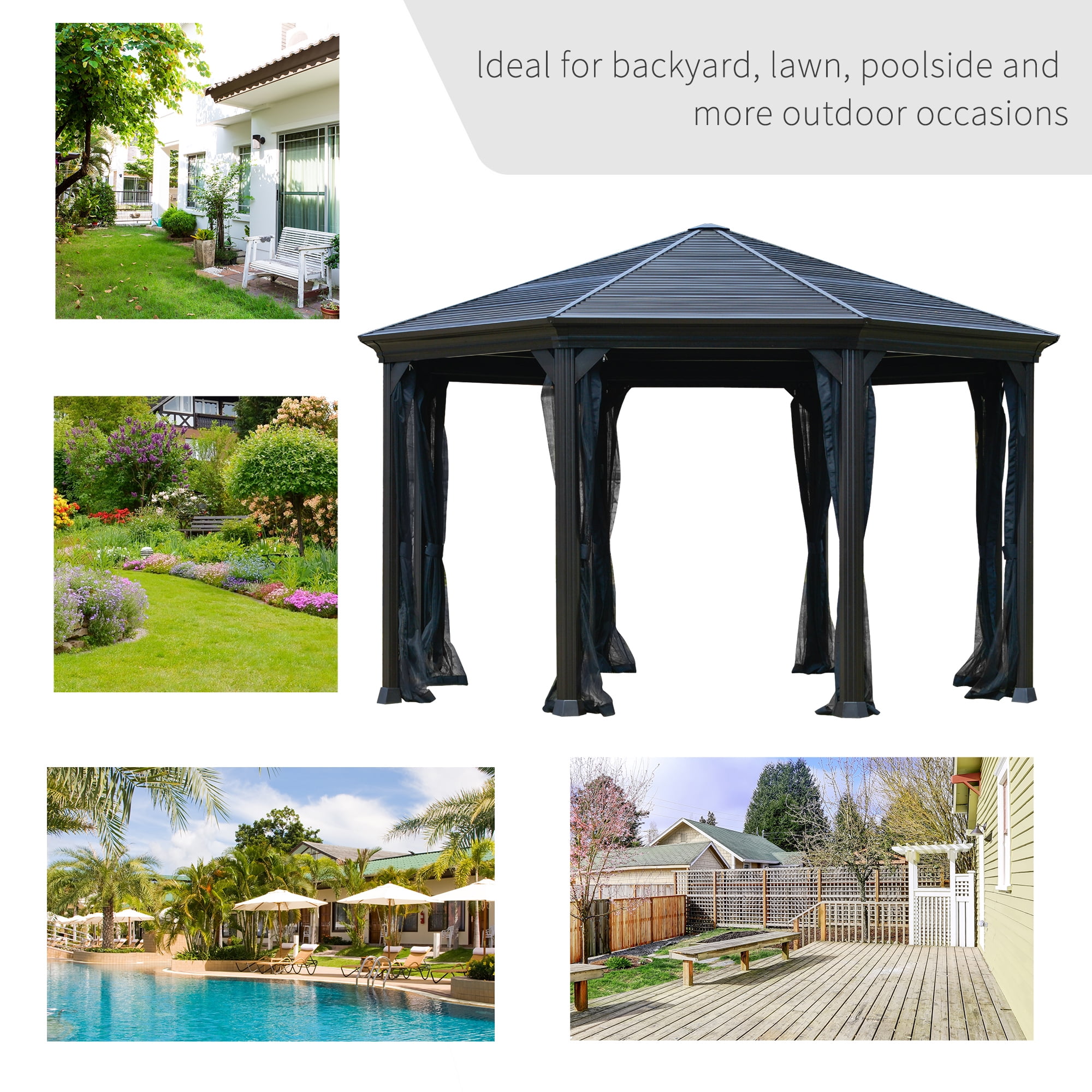 Buy Outsunny 15' x 15' Steel Octagonal Gazebo Canopy with HeavyDuty