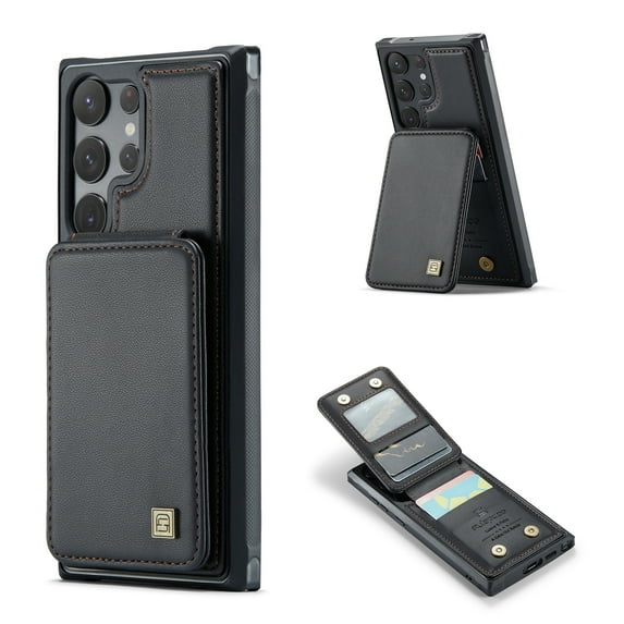 Feishell Back Wallet Case for Samsung Galaxy S23 Ultra (6.8 inch),Premium PU Leather RFID Blocking Credit Card Slots Double Magnetic Clasp Flip Kickstand Shockproof Phone Case for Women Men,Black