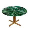 thumbnail image 3 of PIKWEEK Tropical Leaf Body Green Palm Leaves Summer Exotic Jungle Floral Round Tablecloth White, 3 of 8