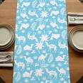 thumbnail image 5 of Table Runners 70 Inches Long Dress Scarves, Tropical Plants Farmhouse Coffee/Dining/Kitchen Table Decor, Holiday Table Runner, Summer Modern Abstract Camels Sky Blue 13x70 Inch, 5 of 9