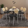 thumbnail image 3 of LeisureMod Euston Dining Chair with Wicker Back and Upholstered Round Seat – Modern Accent Chairs with White Steel Base Set of 4, 3 of 11