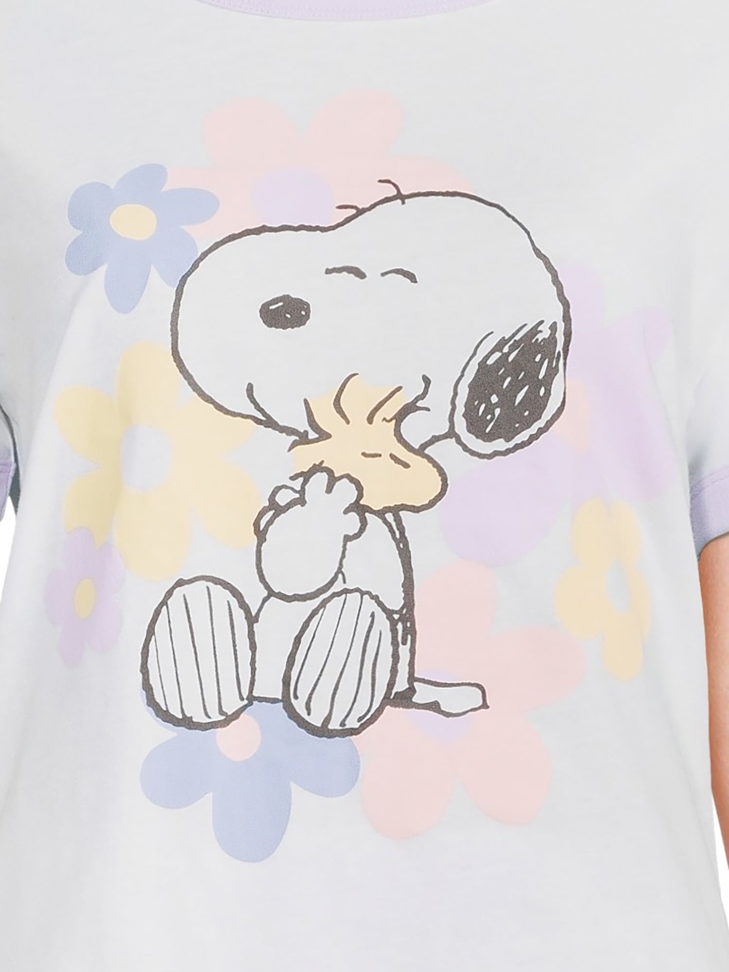 Snoopy Women's Ringer Tee and Lounge Set, 2-Piece