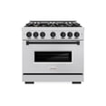 thumbnail image 2 of ZLINE Autograph Edition 36 in. 5.2 cu. ft. Classic Dual Fuel Range with 6 Burner Gas Cooktop and Electric Convection Oven in Stainless Steel with Matte Black Accents (CDRZ-36-MB), 2 of 2