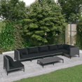 thumbnail image 1 of vidaXL 8 Piece Patio Lounge Set with Cushions Poly Rattan Dark Gray, 1 of 6