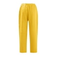 thumbnail image 4 of Women Pants Capris Cotton Drawstring Back Elastic Waist Casual Mid-Calf Length Trousers Cropped Pants Female Trousers Summer Spring Daily Stylish, 4 of 5