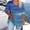 Blue, variant on WQNVRNR Womens Plus Size Shirt- Short Sleeve Loose Casual V-Neck Vacation Blouse Blue Size 2XL
