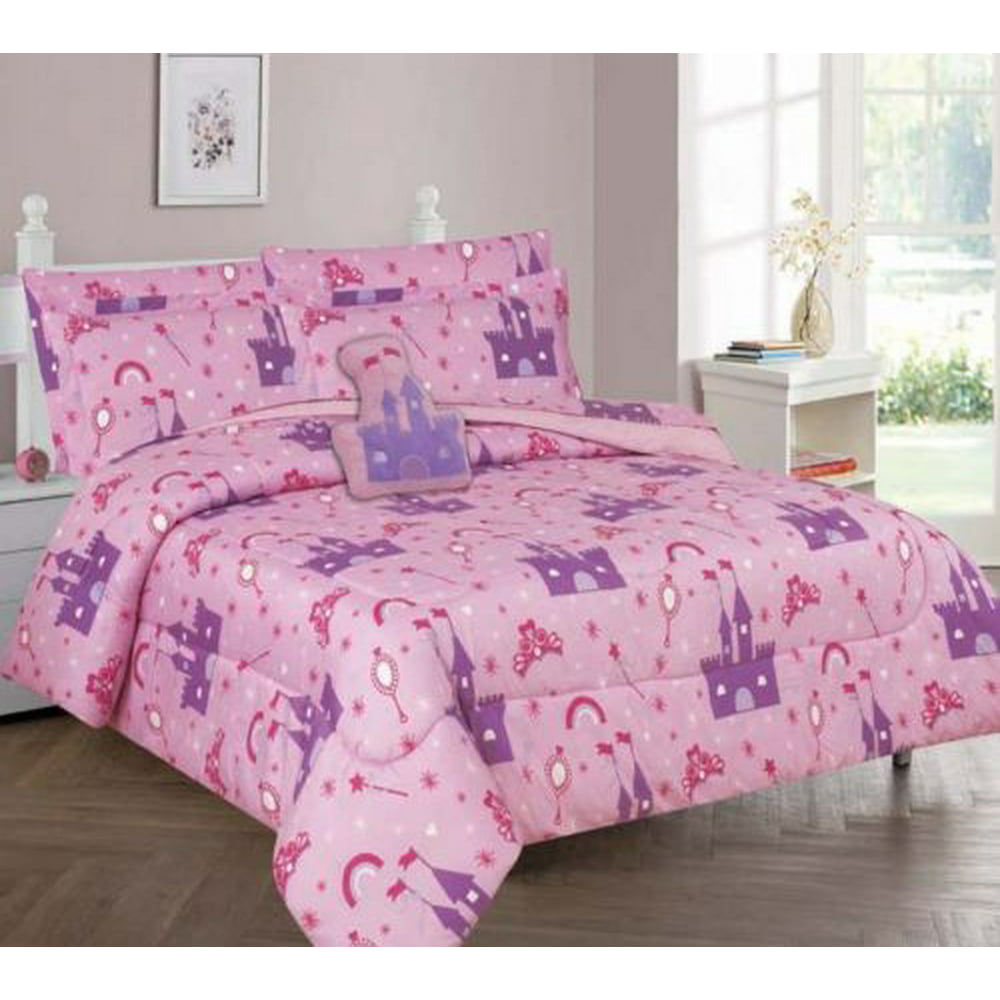Twin Princess Palace Girls Bedding Set Beautiful Microfiber Comforter With Furry Friend And