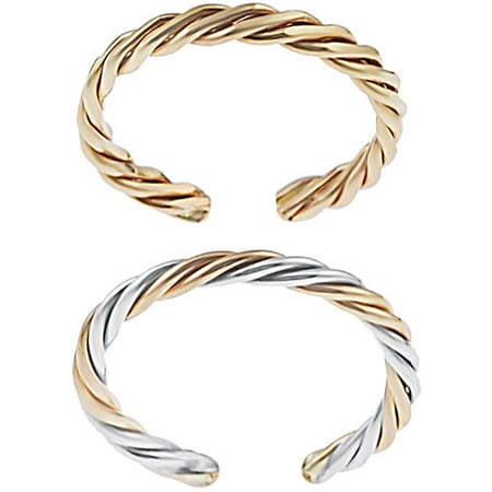 Brinley Co. Sterling Silver Handcrafted Twisted Toe Ring Set