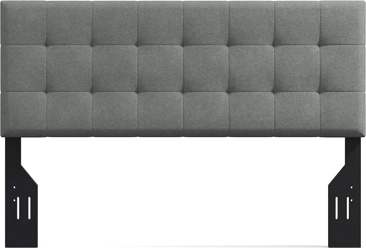 Glenwillow Home Kaya Buttonless Tufting Upholstered Headboard, Stone, Full/Queen