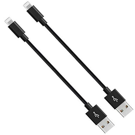 Short Nylon Braided USB Lightning Charging Cable/Data USB Compatible for iPhoneX Case /8/8 Plus/7/7 Plus/6/6s Plus,iPad Mini- 8-inch (2-Pack,