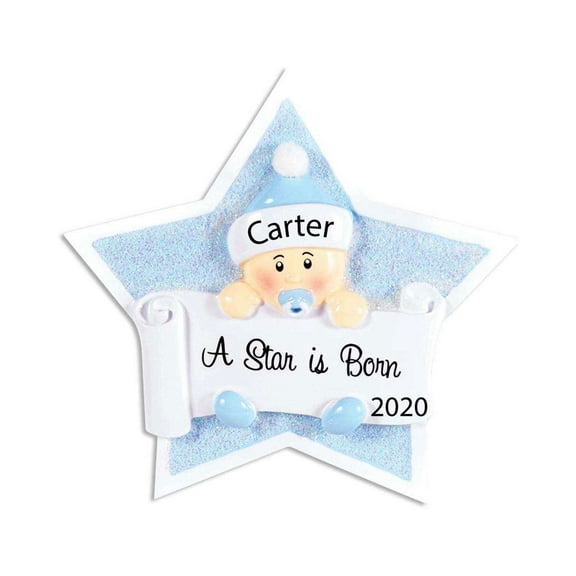 Ornaments by Elves Personalized Star Is Born Baby Boy Ornament Holiday Christmas Decorations .25lbs