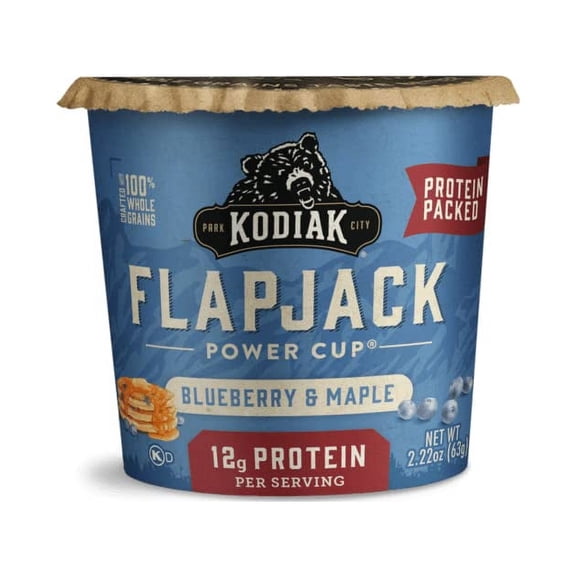 Kodiak Cakes Protein Pancake Flapjack Power Cup - Blueberry and Maple Pancake Cups - Pancake Mix Just Add Water for Easy to Prepare Breakfast on the Go Cups, 2.16oz (Pack of 12)