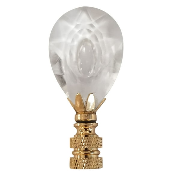 Royal Designs, Inc. Medium Center Cut Design Lamp Finial, F-2022M-PB-1, Polished Brass, Single