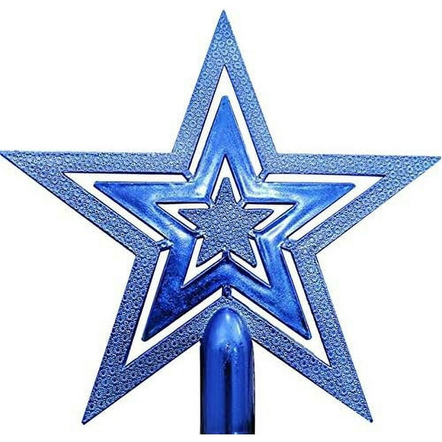 Una estrella navideña azul con un toque moderno para la punta del árbol