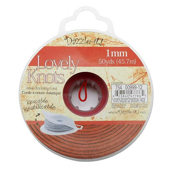 John Bead Lovely Knots 50yds 1mm Red Chinese Knotting Cord with Bobbin