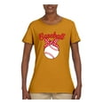 thumbnail image 2 of Wild Bobby, Cute Baseball Mom Ribbon Gift, Mother's Day, Women Graphic T-Shirt, Gold, Small, 2 of 3