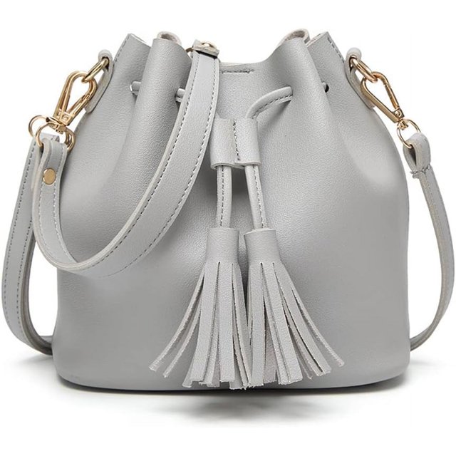 LHSHID Mini Sac Seau pour Femmes Sac à Main en Cuir avec Cordon de Serrage Sac à Bandoulière Rétro Portefeuille avec Bretelles Réglables