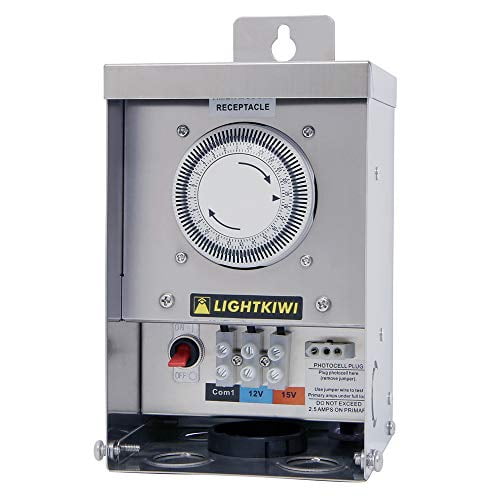 Lightkiwi U2184 75 Watt Heavy-Duty Stainless Steel (12V-15V) Multi-Tap Low Voltage Transformer for Landscape Lighting