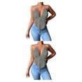 thumbnail image 3 of Sonducket Chaleco con escote en V profundo Camisola de color sólido Sin espalda Sin mangas Camisa corta para niñas Ropa de moda de noche de Type1 NO1, 3 of 6