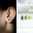 thumbnail image 3 of Rosec Jewels Turtle Stud Earrings with London Blue Topaz (AAA Grade) - December Birthstone Earrings - Ready to Gift for Birthday, 10K Yellow Gold, 3 of 8