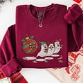 thumbnail image 2 of Embroidered Spooky Ghosts Christmas Sweatshirt, Angry Ornament Chase Crewneck, Funny Reindeer Ghost Holiday Horror Gift, Funny Boo Sweater, 2 of 5