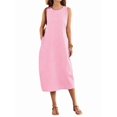 thumbnail image 3 of Women's Dresses Long Sundresses Plaid Striped Pockets Maxi Dress for Summer Casual Beach Vacation Pink XL, 3 of 9