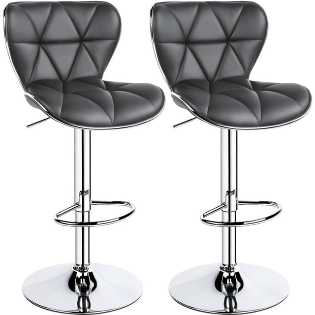 Set de 2 Taburetes de Bar Ajustables con Giratorio de Cuero PU Yaheetech