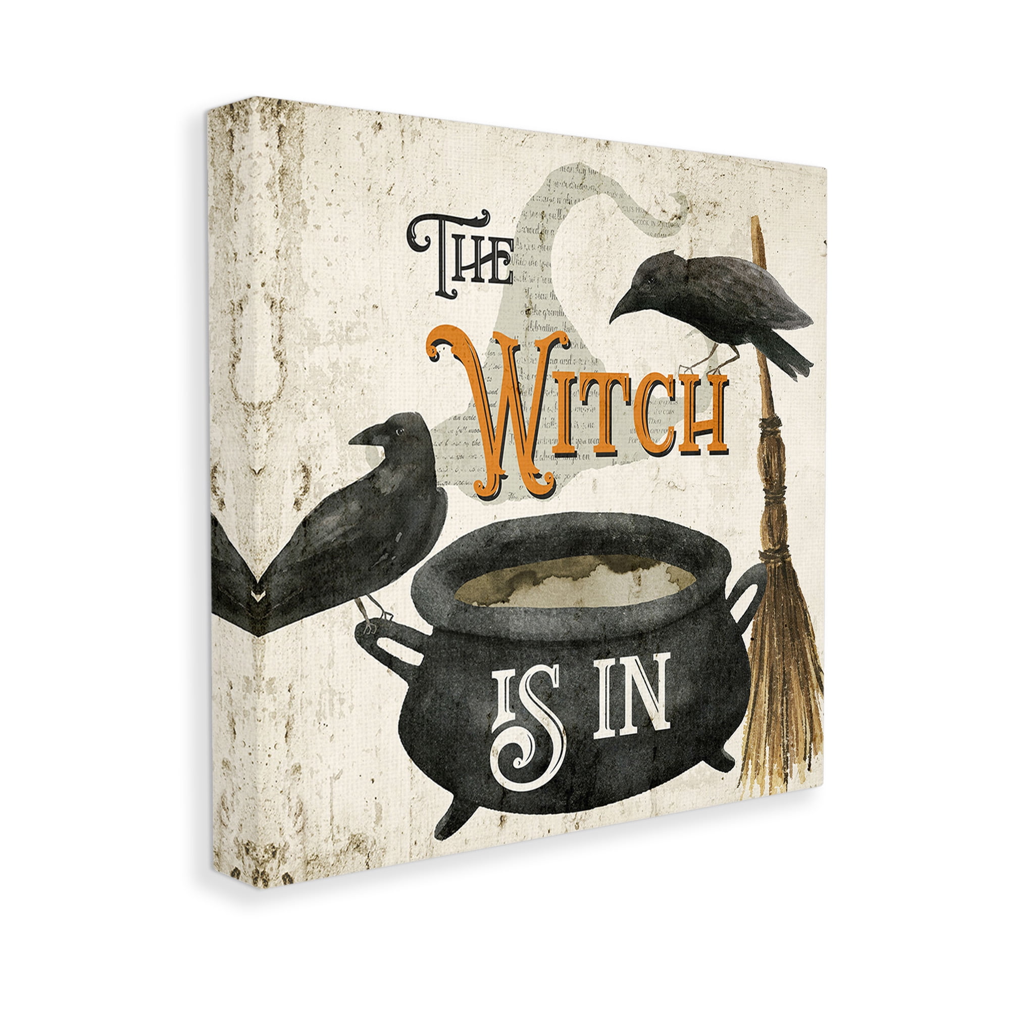 Stupell Industries Vintage Witch Is In Holiday Painting Gallery Wrapped Canvas Art Print Wall Art, 36 x 36