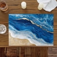 thumbnail image 4 of Abstract Beach Ocean Wave Placemats Set of 4,Wipeable Washable Table Mats for Dining Tables, Sea Shore Spray Blue Golden Place Mats for Kitchen Event Party Tabletop Decor, 4 of 9