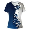 thumbnail image 2 of T-shirt Ample Décontracté à Col en V à Manches Courtes pour Femmes avec Imprimé, 2 of 4