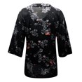 thumbnail image 5 of Okbop Athletic Tank Tops for Women,Loose Sexy Floral Print Three Quarter Sleeve V-Neck T-Shirt Women Blouse Dress Shirts for Women, 5 of 5