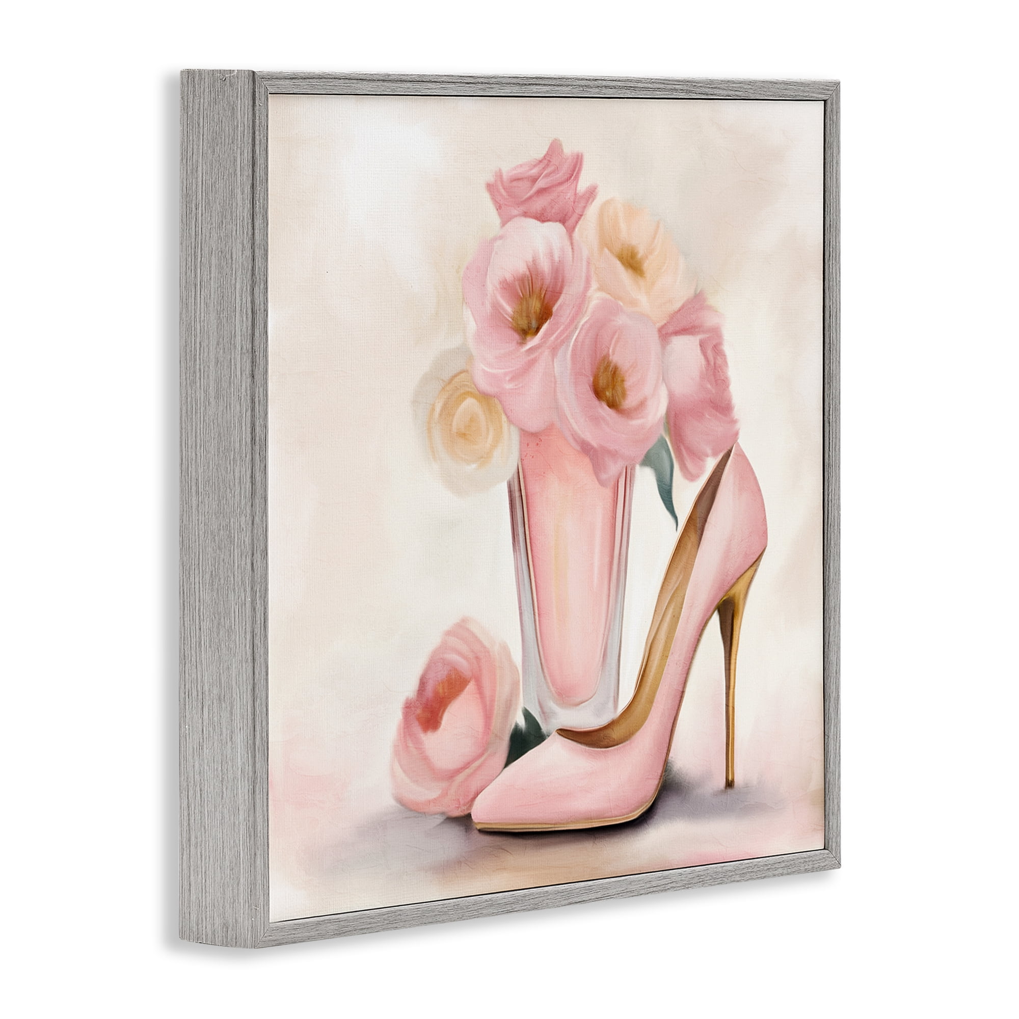 Stupell Industries Pink Beauty Bouquet Gray Framed Giclee Art, design by Kim Allen