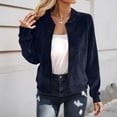 thumbnail image 2 of DHFJKG Suede Bomber Jackets For Women Crop Top Slim Fit Solid Color Zipper Coat Lightweight Streetwear Cozy Outerwear, 2 of 4