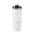 thumbnail image 2 of Vaso aislado, botella de agua de gran capacidad de doble pared de acero inoxidable a prueba de fugas, taza de agua para el hogar, viajes, viaje por carretera, al aire libre, Blanco 900ml BLESIY vaso aislado, 2 of 8