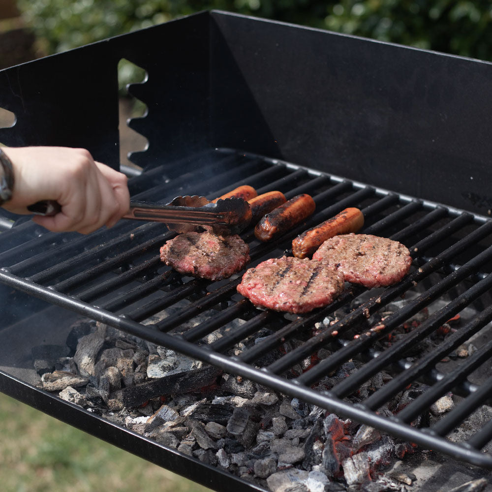 Ash & Ember Park-Style Grill Adjustable Steel Charcoal Grill with Base Anchor Single Post