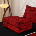 thumbnail image 5 of Homewish Gothic Halloween Spider Web Zipper Twin Comforter Sets with Fitted Sheet and 2 Pillowcases,Bat Spooky Pattern Zipper Bedding Set,Red Black,Black Reversible,4 Pieces, 5 of 7