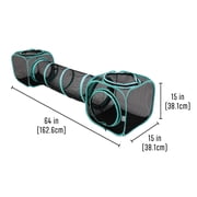 Kitty City Two-Way Cat Tunnel with Cubes, Mesh Pop-Open Playset for Indoor & Outdoor Use, Black & Teal,