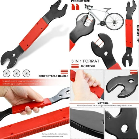 

High-Quality Efficient and Durable Double-Sided Bike Pedal Wrench for Quick and Hassle-Free Repairs - Easy 15/16/17mm Crank Arm Maintenance Spanner - Top-Notch Tool for Bike Repairs