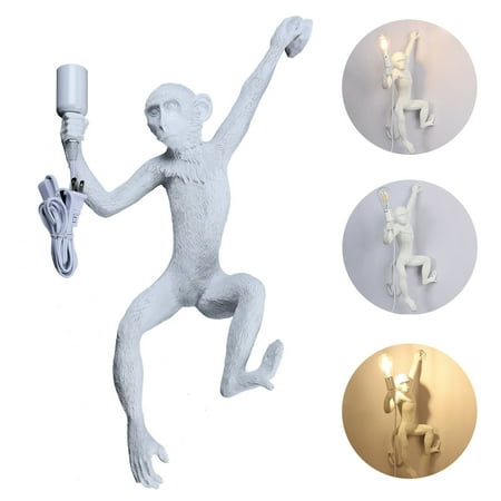 

OUKANING Resin Monkey Wall Light Lamp Creative Industrial Wall Lighting Fixture White NEW