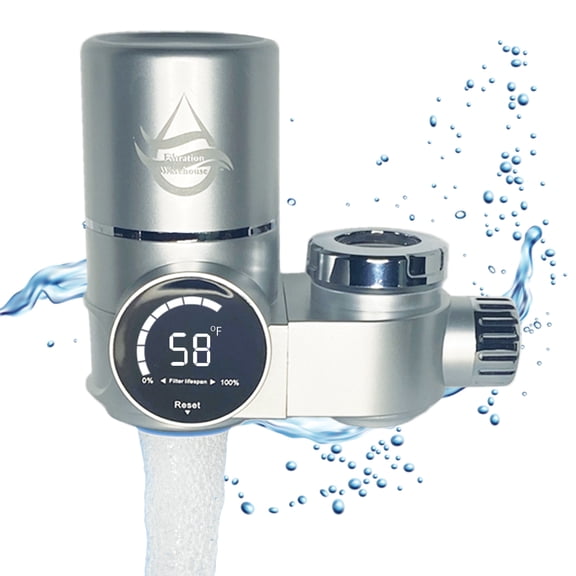 Filtration Warehouse Kitchen Sink Faucet, Faucet Mount Water Filtration, 800gal, UV Hydroelectric Faucet Water Filters with Temperature and Filter Life Indicator with TWO filters!