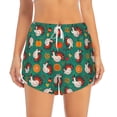 thumbnail image 2 of Balery Cartoon Turkey Pantalones cortos deportivos para mujer con forro y dos bolsillos, elásticos, para entrenamiento, gimnasio, yoga-Large, 2 of 7