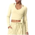 thumbnail image 2 of Idoravan Women V-Neck Long Sleeve Tops Women's Casual Fashion Solid Color Spring/Summer Long Sleeve Coat Tops, 2 of 4