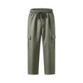 thumbnail image 4 of RUTAYY Men's Cargo Pants Drawstring Waist Side Pockets Multi Pocket Outdoor Casual Trousers Green, 4 of 5