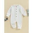 thumbnail image 2 of Infant Baby Henry Rompers Solid Color Long Sleeve Fall Jumpsuit, 2 of 7